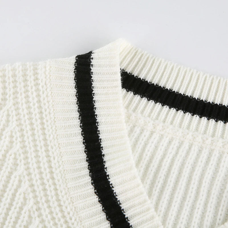 Women's Spliced Knit Sweater - Elegant Long Sleeve Casual Commuter Top