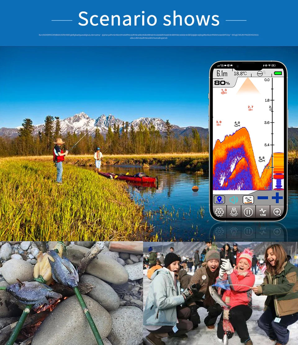 Erchang F68 WIFI Fish Finder – 100M Wireless Echo Sounder for Lake & Sea Fishing, Compatible with iOS & Android
