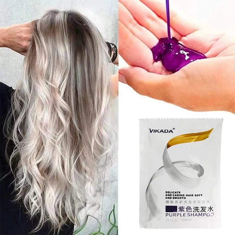 300ml Purple Color Fixing Shampoo β Long-Lasting Hair Dye, Gray Coverage, Fade Yellow After Bleach, Non-Irritating Hair Care