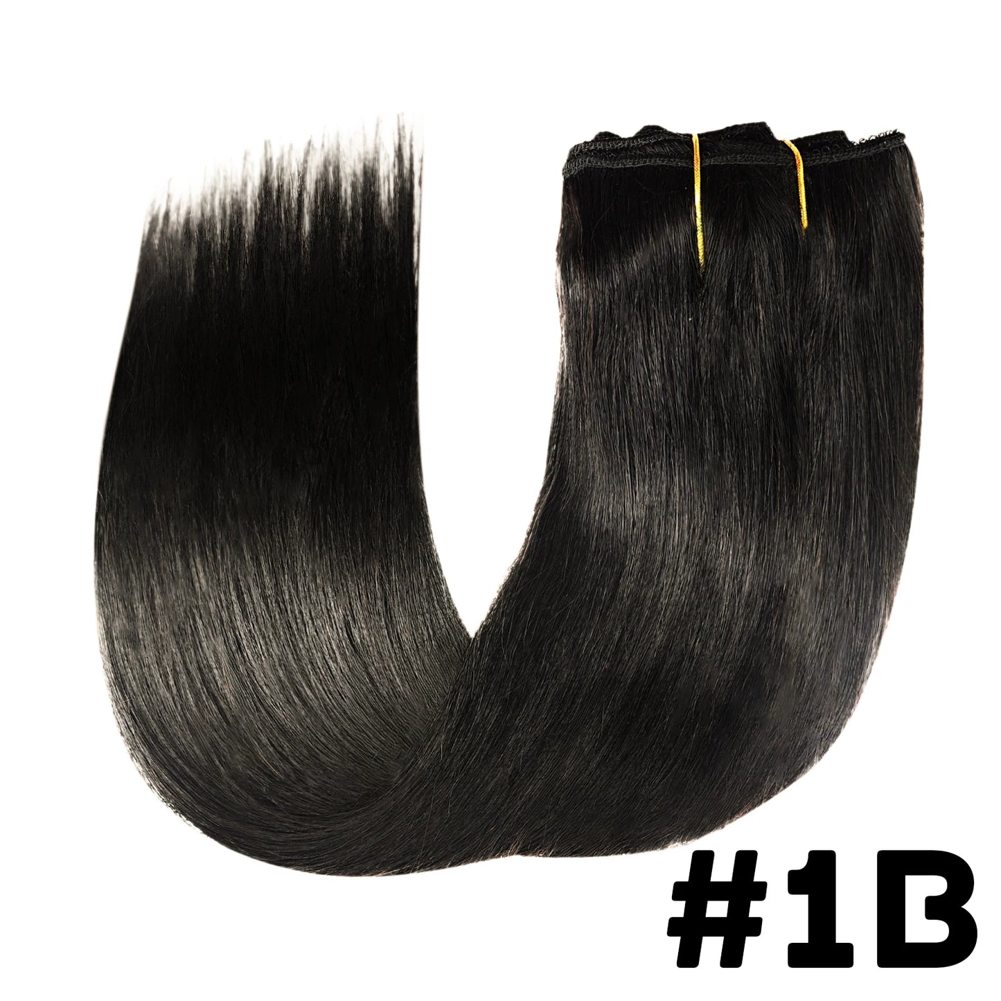 Straight Clip-In Hair Extensions β 8 Piece Full Head Set, 120g Brazilian Remy 100% Human Hair, Natural Black