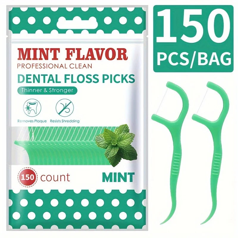 300PCS/150PCS/50PCS Mint Floss Sticks - Interdental Cleaning Tools for Fresh Oral Care