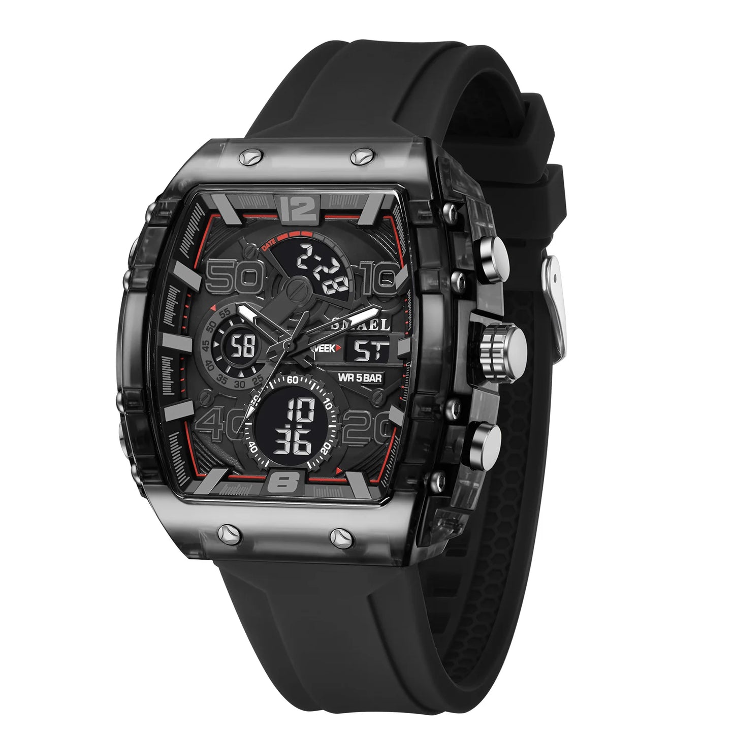 SMAEL 8109 Men’s Digital Sports Watch – Square Dual Display, Waterproof, Luminous, Multi-Color Fashion Electronic Wristwatch