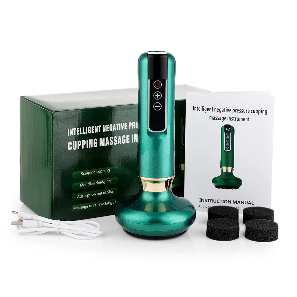 12/6 Levels Intelligent Vacuum Cupping Massager – Negative Pressure Heating Wireless Scraping Apparatus for Meridian Relaxation