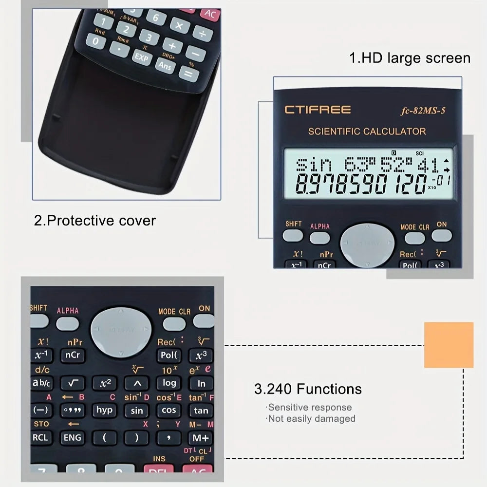Scientific Calculator - Multifunctional Large Display Portable Calculator for Students & Exams