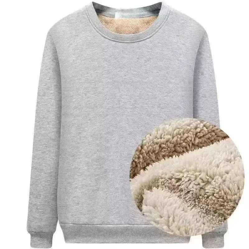 Men’s Autumn Winter Fleece Lined Long Sleeve Shirt – Warm Plush Casual Base T-Shirt, Korean Fashionable Top