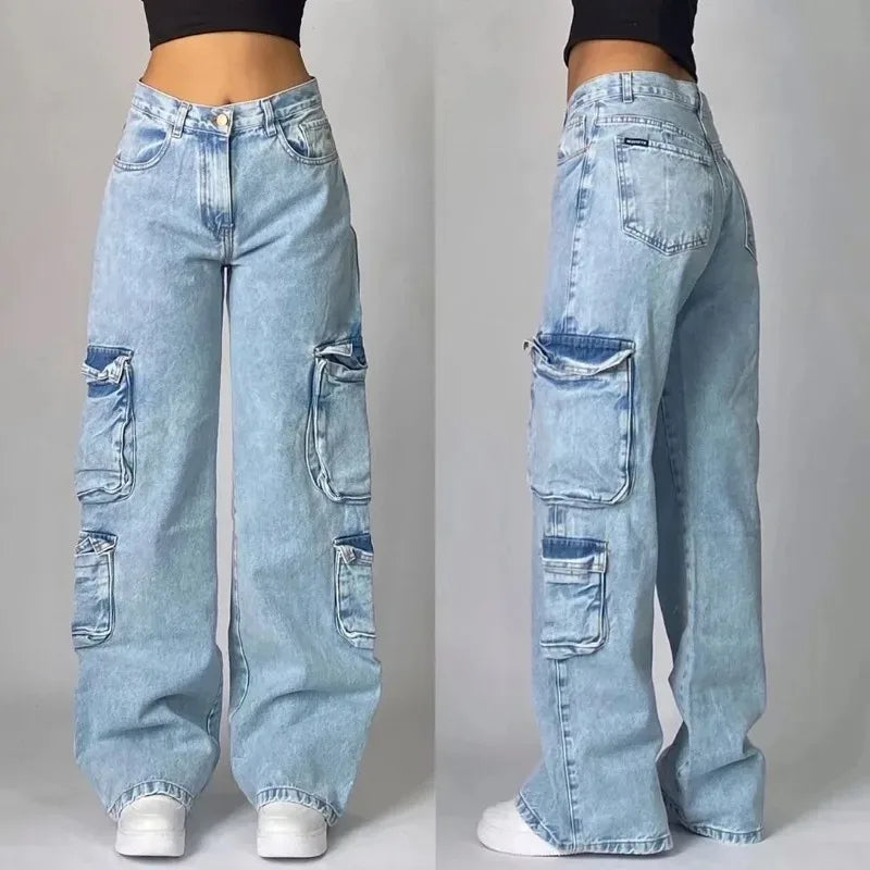 Streetwear Multi-Pocket Baggy Jeans β Y2K Hip-Hop Harajuku High-Waist Wide Pants for Men & Women