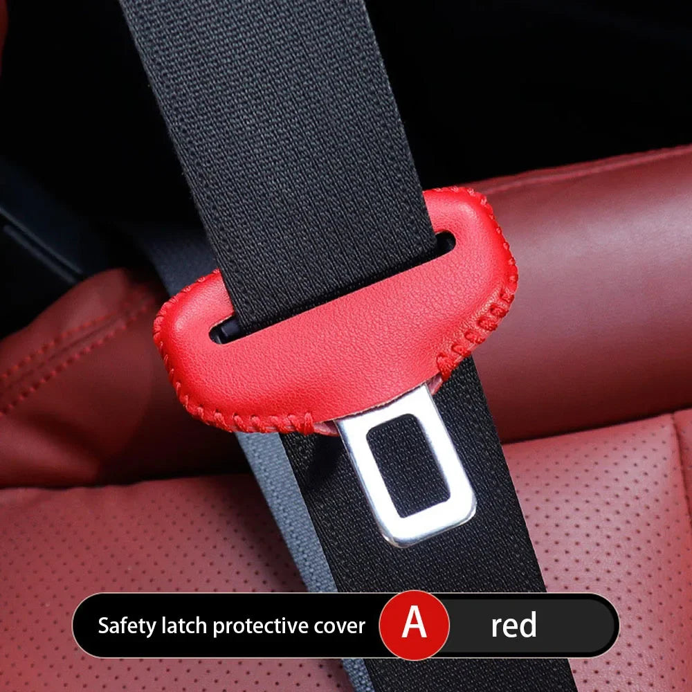 Universal Car Seat Belt Buckle Cover — PU Leather Anti-Collision Protector for Car Interior Accessories