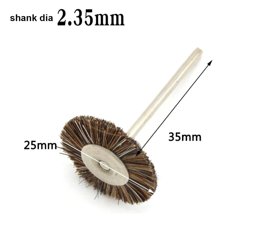 19/22/25mm Polishing Brushes – Soft & Hard Abrasive Buffing Wheels with 2.35mm Shank for Dremel Jewelry Rotary Tools