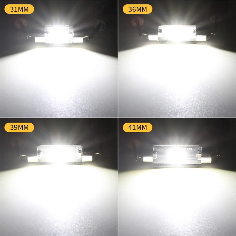 10-Pack C5W LED Festoon Bulbs - Canbus CSP Interior Dome, Reading & Signal Lights (31mm-41mm)