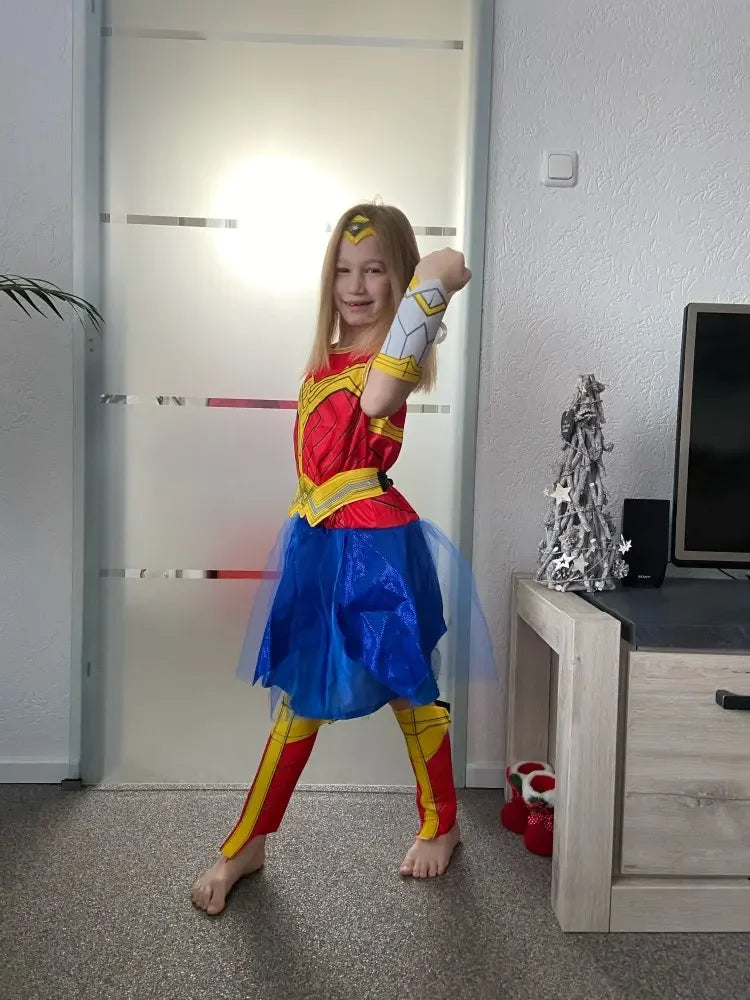 Deluxe Wonder Woman Anime Costume for Girls – Dawn of Justice Superhero Halloween Fancy Dress Cosplay