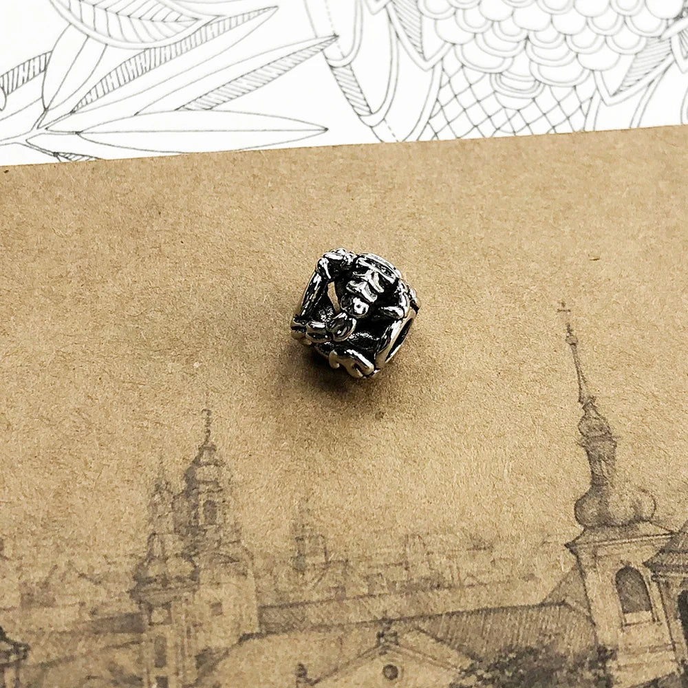 Black Scorpion Charm - 925 Sterling Silver Punk Jewelry Pendant for Men & Women DIY Jewelry Making 5mm Hole