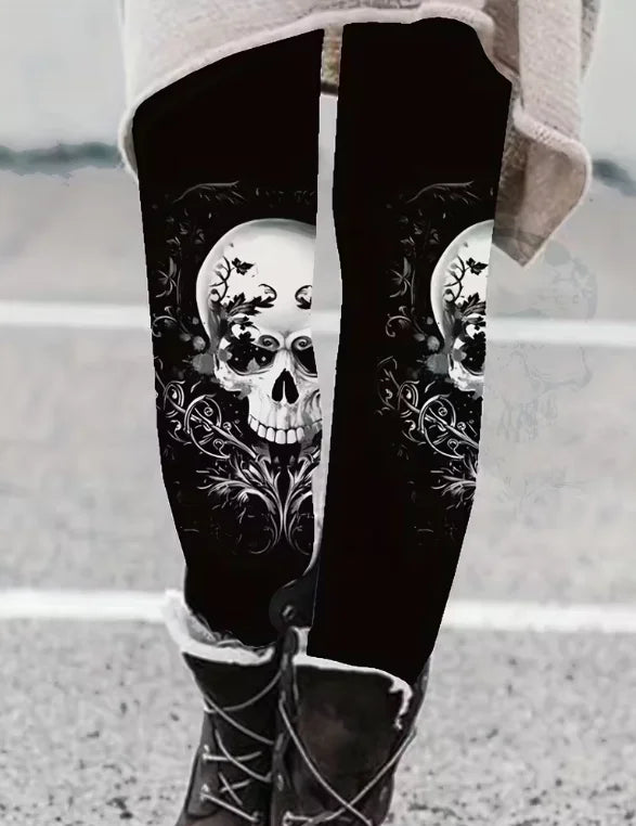Women's Halloween Skeleton 3D Print Leggings - Stretchy Workout Yoga Pants, Slim Fit Fashion Tights