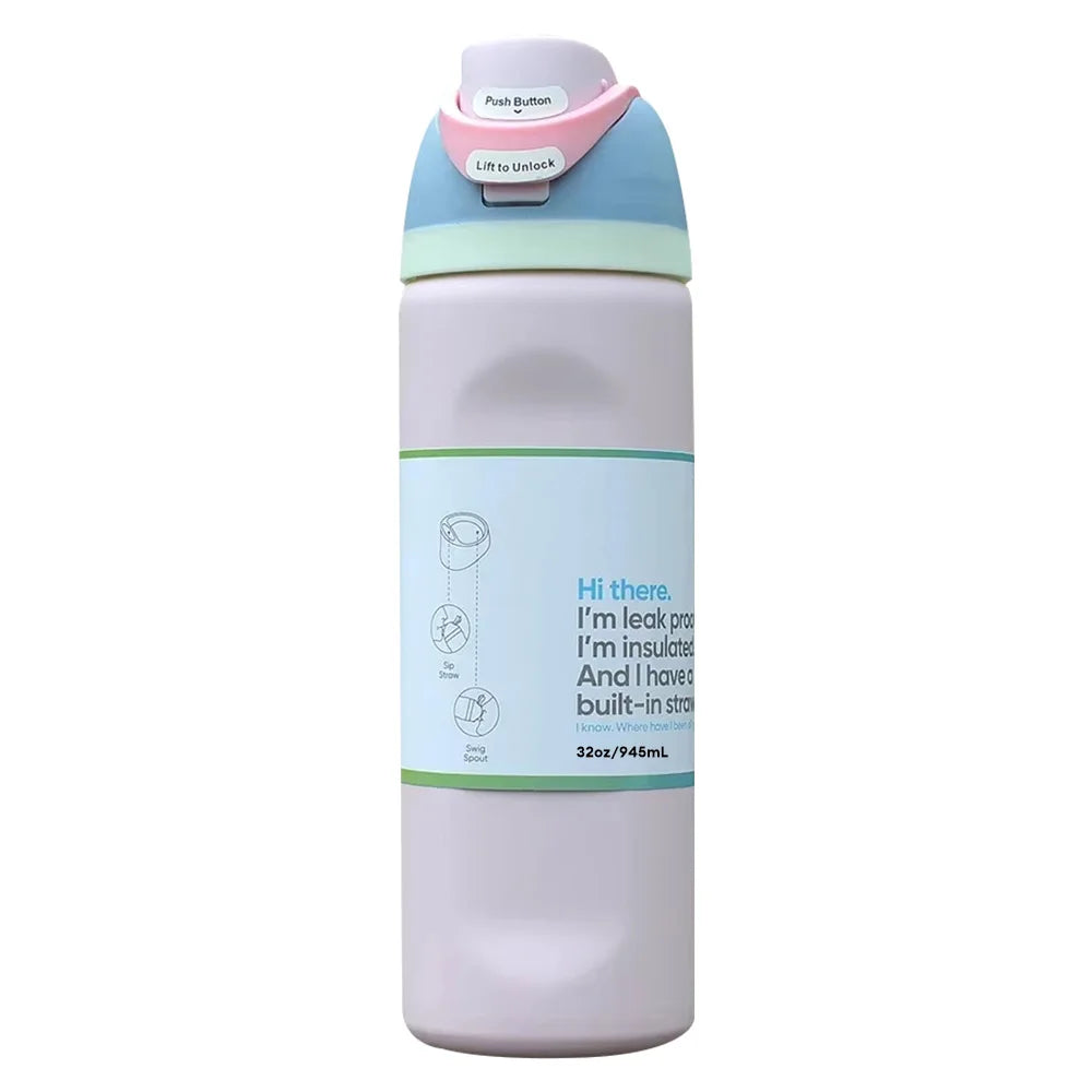 32oz Vacuum Insulated Stainless Steel Water Bottle with Straw – Thermal Cup for Outdoor Sports, Camping & Hiking