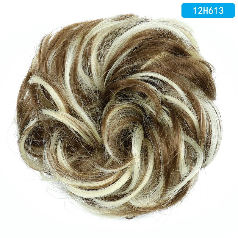 AZQUEEN Messy Bun Hair Extension – Synthetic Curly Wave Chignon Scrunchie, Elastic Band Updo Hairpiece for Women