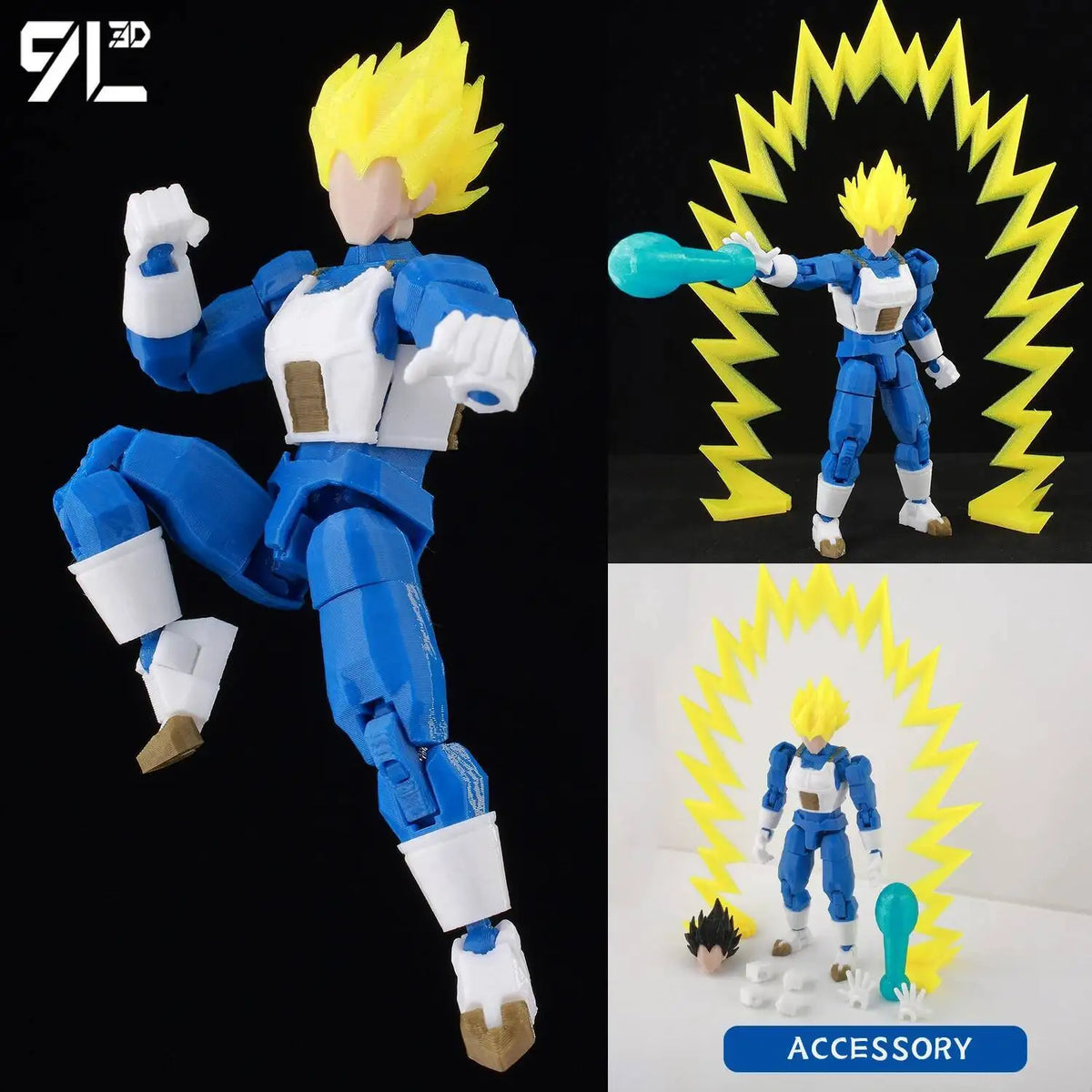 9L3D Articulated Lucky13 & Dummy13 Action Figure - Dragon Ball Goku, Vegeta & Beerus Anime Collectible Toy for Boys