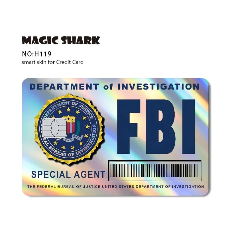Magic Shark Evil FBI Holographic Laser Money & Card Sticker – Shiny Credit, Bank, Debit Film Cover