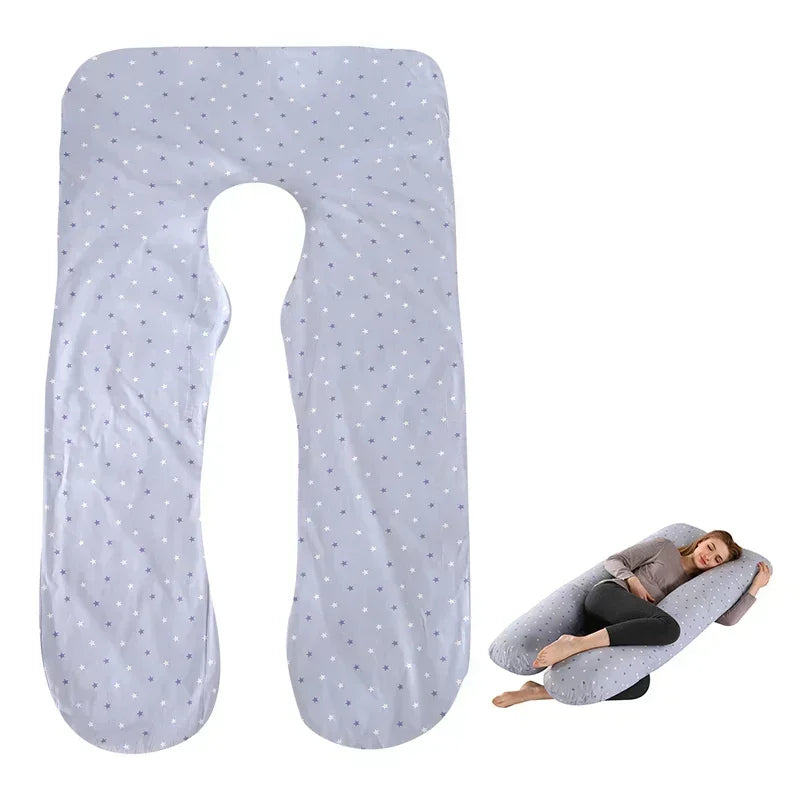 Cotton Maternity U-Shaped Body Pillow Case – 140/150cm Removable & Washable Cover for Pregnancy Support