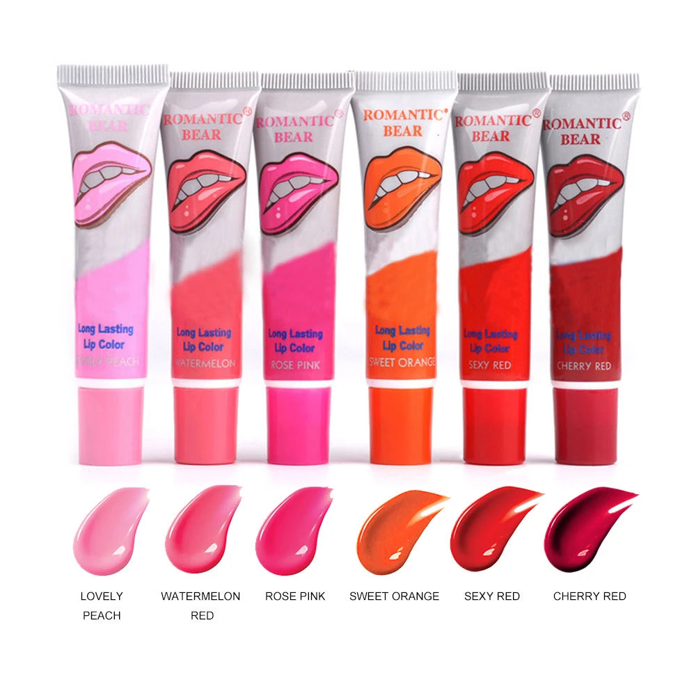 6 Color Peel-Off Lip Gloss Lipstick β Waterproof Long-Lasting Shine Lip Tint Set