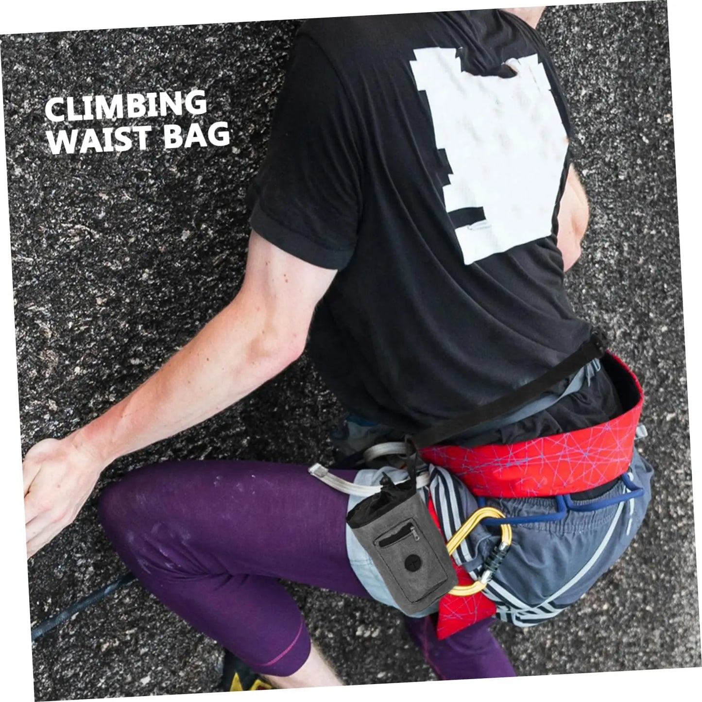 Adjustable Drawstring Chalk Bag - Climbing & Weightlifting Magnesium Powder Pouch with Outdoor Storage Waist Bag