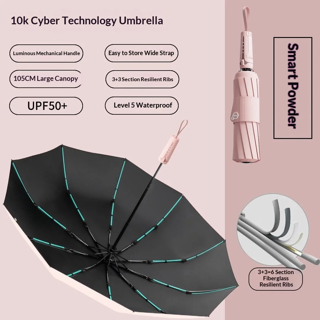 Cyber Style Automatic Umbrella - Extra-Large Reinforced Wind-Resistant & UV-Proof Rain and Sun Umbrella