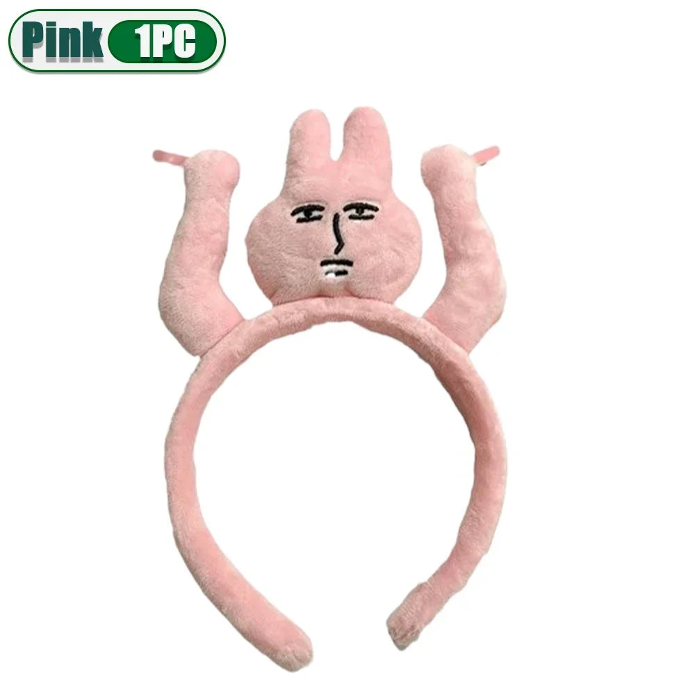 1–20PCS Pink Bunny Plush Headbands – Cute Fun Hair Bands for Bangs, Photos & Costume Decoration