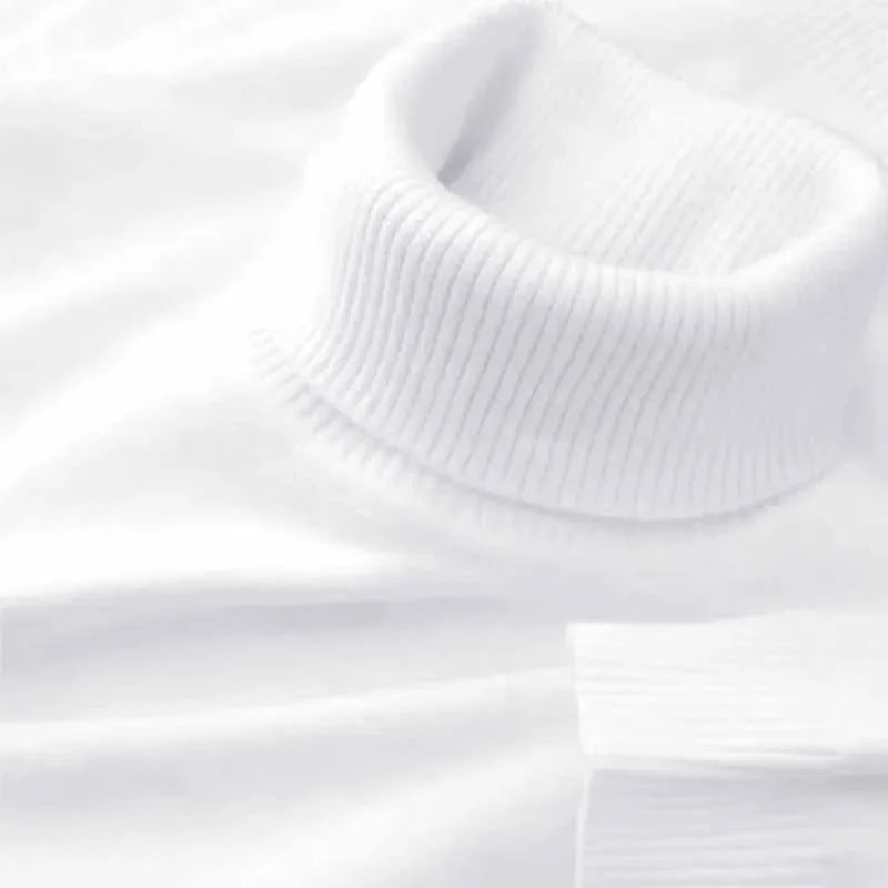 Men's 2026 Knitted Turtleneck Sweater - Solid Color Warm Breathable Pullover Casual Business Streetwear Top