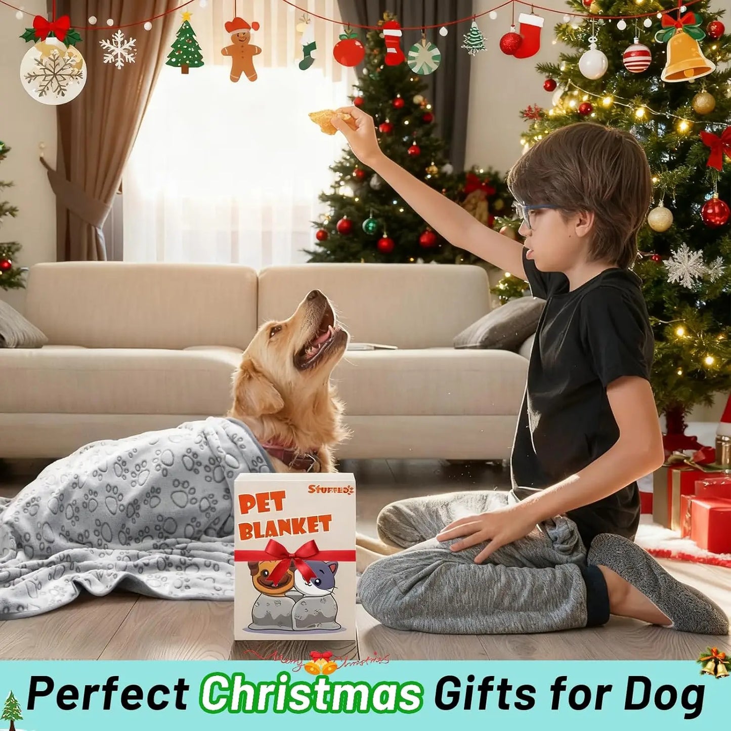 Premium Soft Pet Blanket - Washable Indoor Dog & Cat Throw for Small Medium Large Puppies