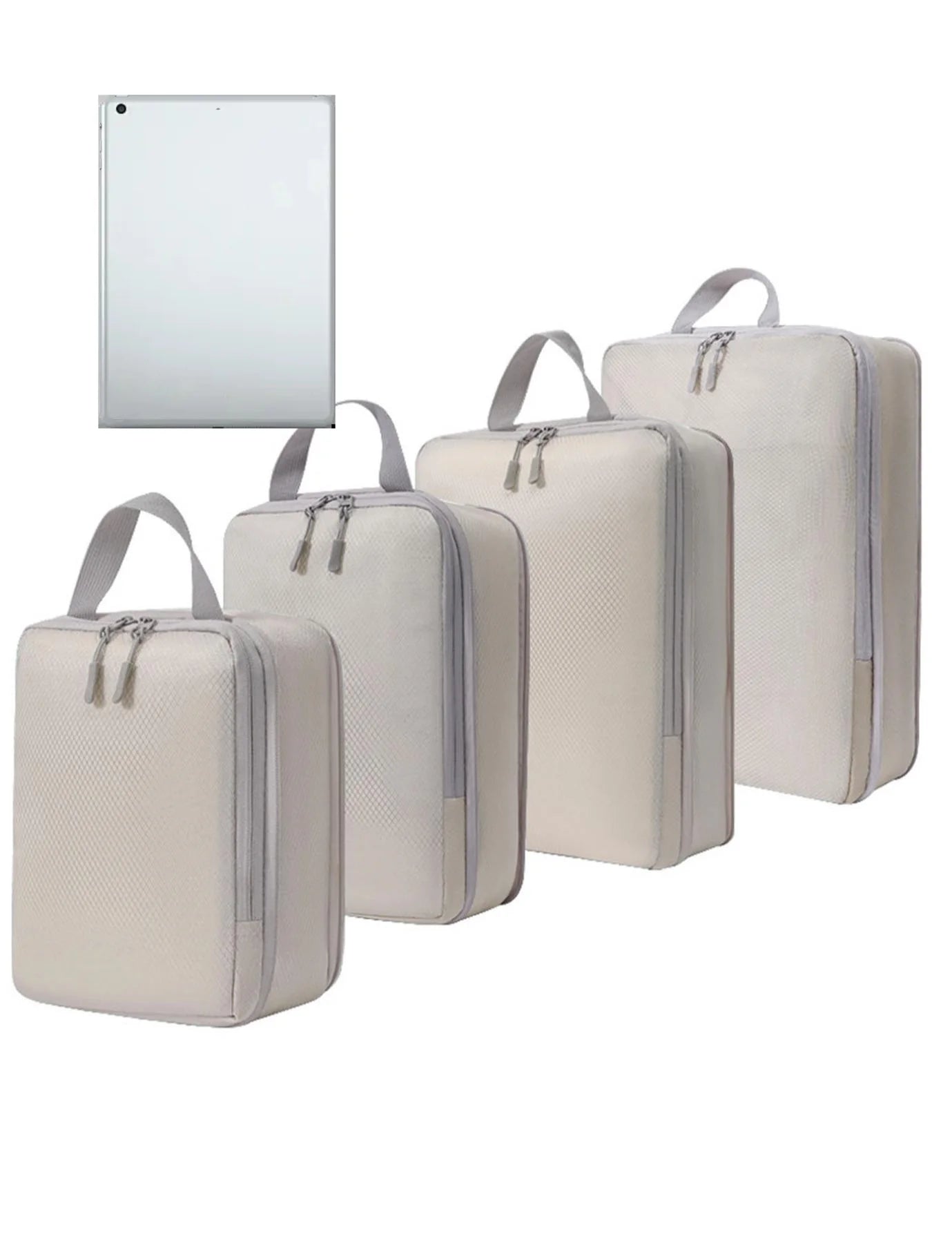 6-Piece Compressible Waterproof Nylon Packing Cubes Set – Portable Travel Storage Bags with Handbag Luggage Organizer