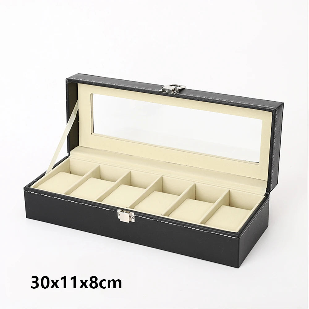 PU Leather Watch Organizer Box — Travel & Display Case Tray for Women’s Watch Collection Storage