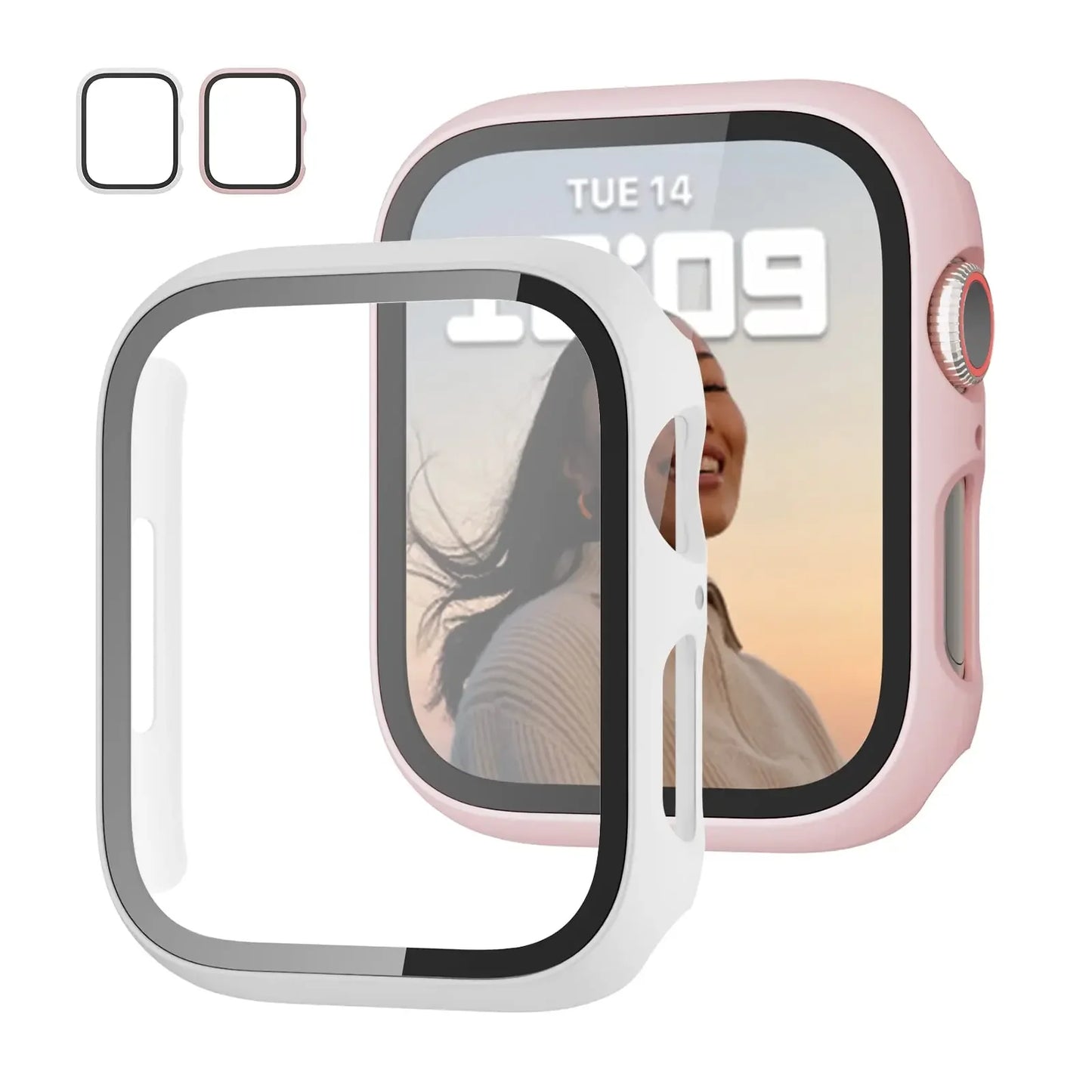 Tempered Glass Case for Apple Watch Series 8/7/6/SE/5/4/3 – Full Screen Protector Cover for 40mm–45mm iWatch Accessories