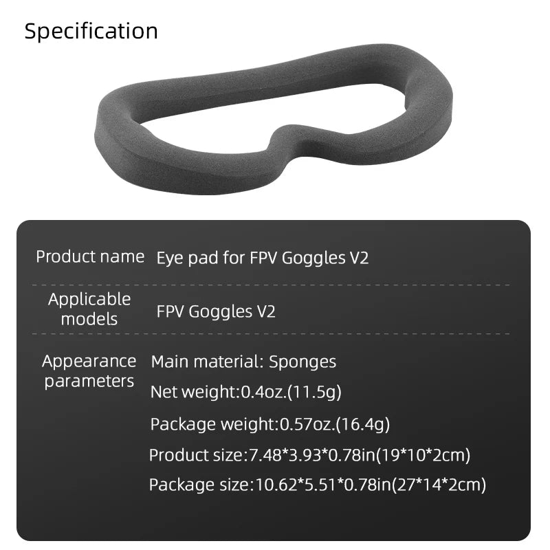 DJI FPV Combo V2 Eye Mask Pad – Replacement Sponge, Skin-Friendly Face Cover for Drone Goggles
