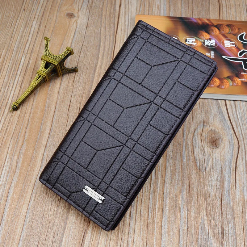 Men's Embossed Long Wallet with Money Clip β Large Capacity Soft Vertical Bifold Wallet