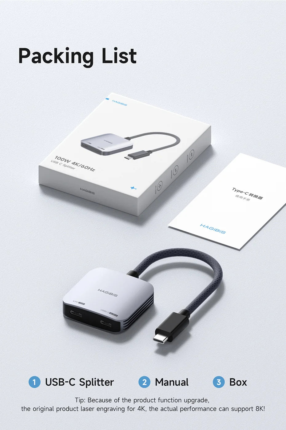 Hagibis AR Glasses Adapter USB-C Hub — Charging & Play Converter for Switch, Rokid, Xreal, RayNeo Air