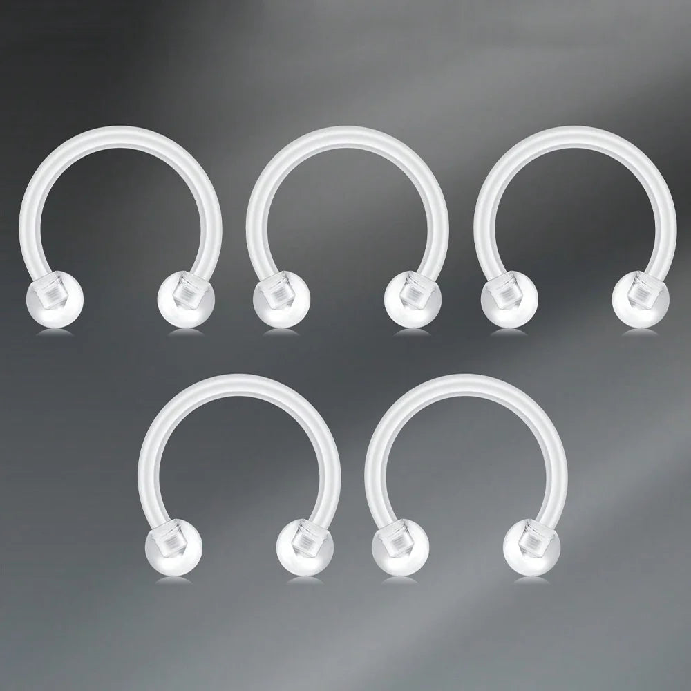 Transparent UV Acrylic Body Piercing Set – Navel, Nose, Septum, Ear & Lip Rings