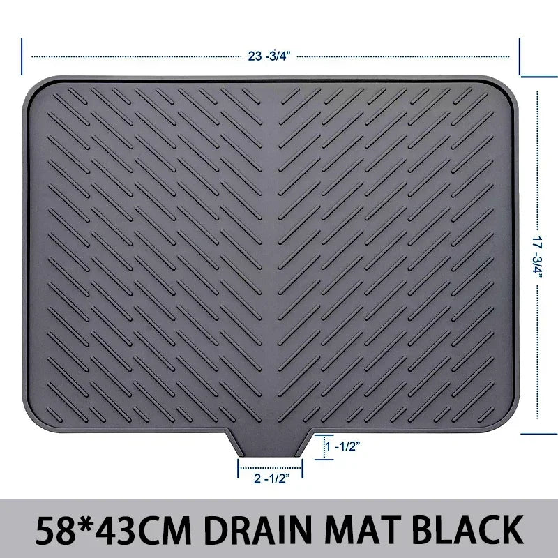 Large Silicone Dish Drying Mat | Hygienic, Non-Slip, Heat Resistant Pad Preventing Water Build-Up