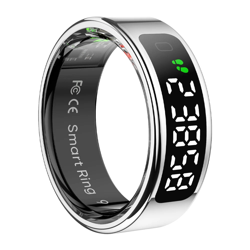 COLMI R12 Smart Ring 2025 – Display Screen Touch Control, Wireless Charging Health Tracker, 5ATM Waterproof for Men & Women