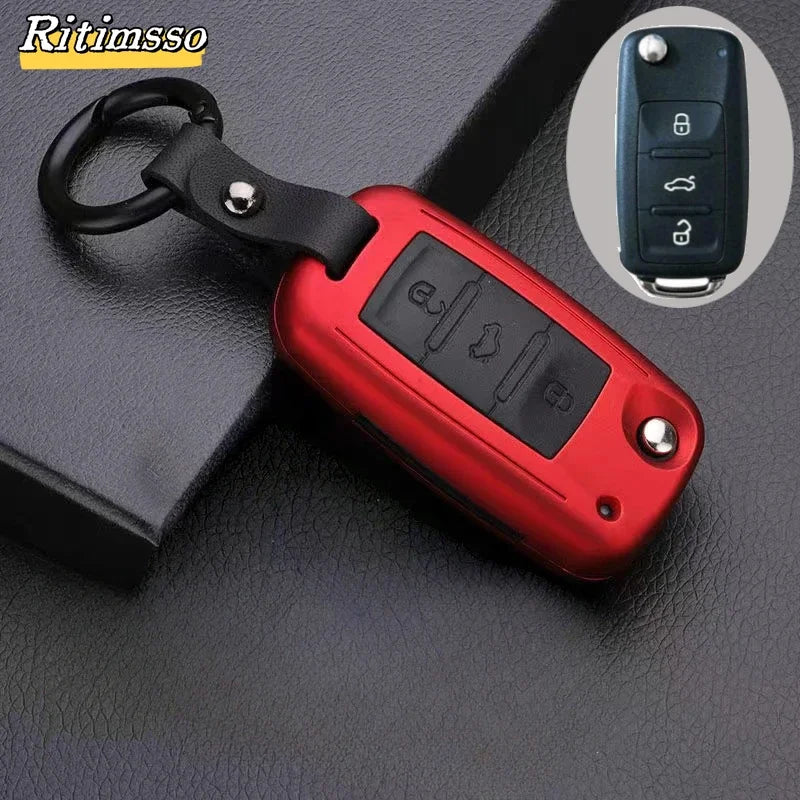Carbon Fiber Matte Folding Car Key Case for VW β Fits Polo, Bora, Tiguan, Passat, Golf 6, Lavida, Scirocco, 3-Button Accessories