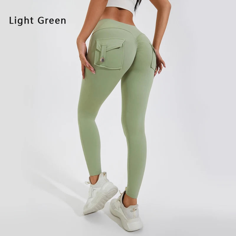 DIAS FIT JOY Women’s Nylon Yoga Pants – High-Waisted Butt-Lifting Tight Leggings with Pockets, Breathable No-T-Line Fitness Wear