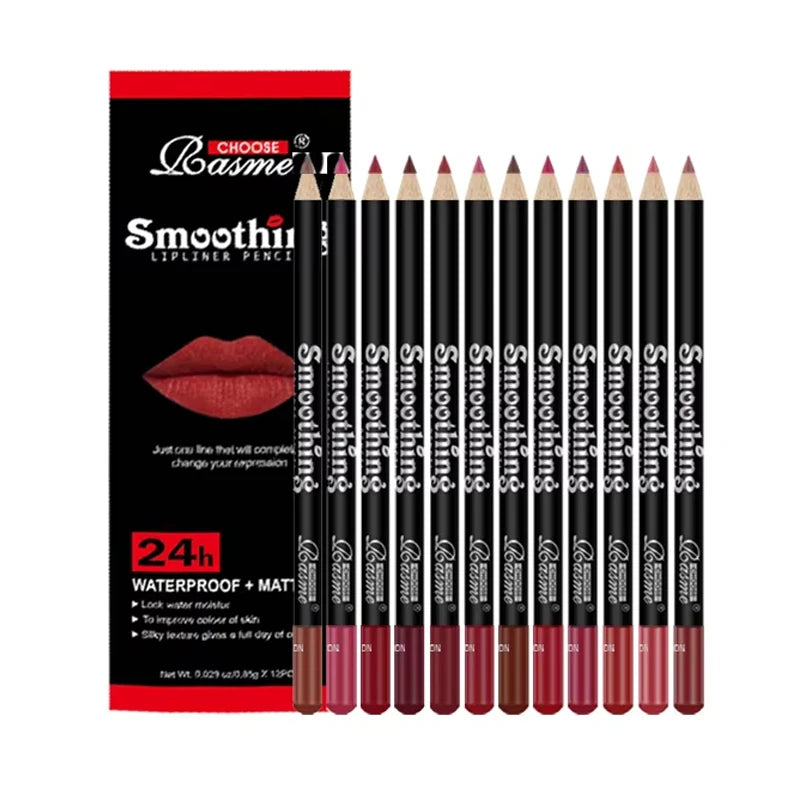 12-Piece Long-Lasting Lipstick Set with Lip Liner & Matte Lip Gloss — Professional Makeup Gift for Women