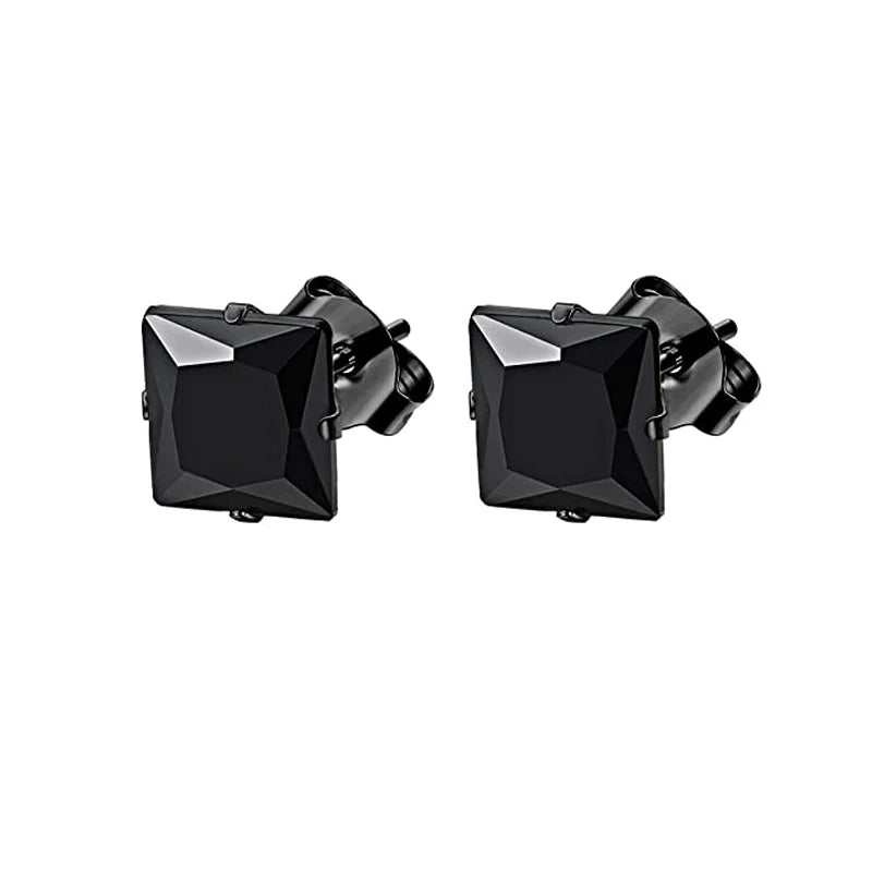 1–8 Pairs Stainless Steel Cubic Zirconia Stud Earrings Set – 6MM Unisex Minimalist Ear Piercing Jewelry for Men & Women