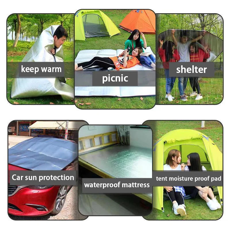 Aluminum Foil Camping Mat - Waterproof Moisture-Proof Tent Footprint, Lightweight Outdoor Picnic & Hiking Sleeping Pad