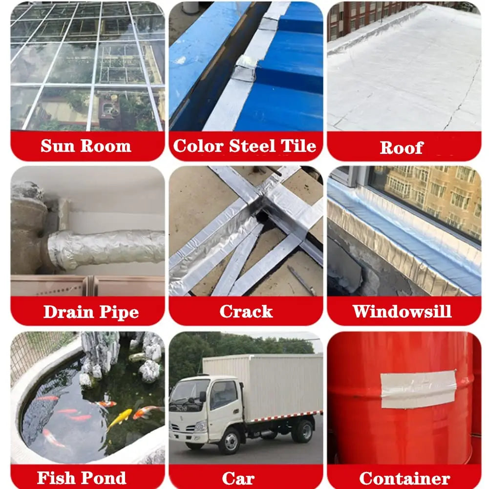 Waterproof Aluminum Foil Butyl Tape - High Temperature Resistance for Wall, Pool, Roof Crack Repair - Self-Sealing Duct Tape