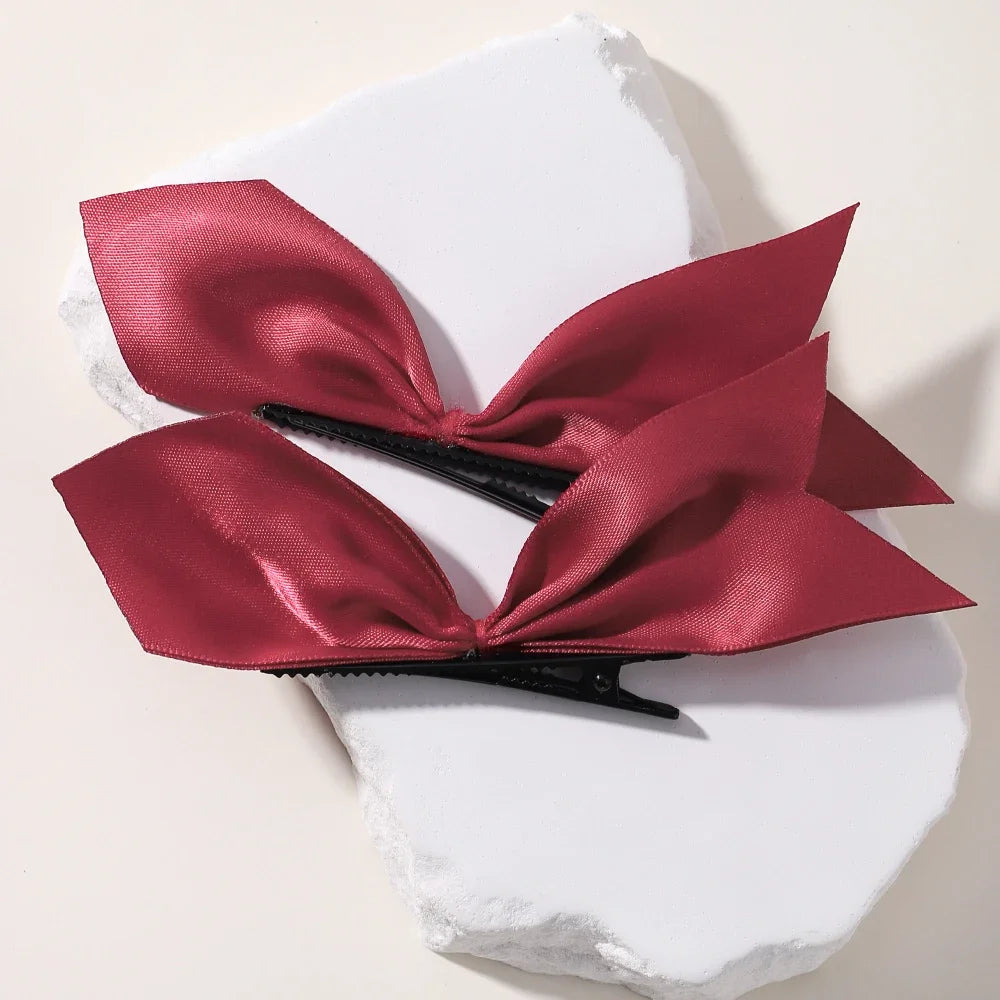 2pcs Black & White Ribbon Hair Bow Clips β Vintage Bowknot Side Hairpins, Cute Barrettes for Girls & Women, Headdress Accessories