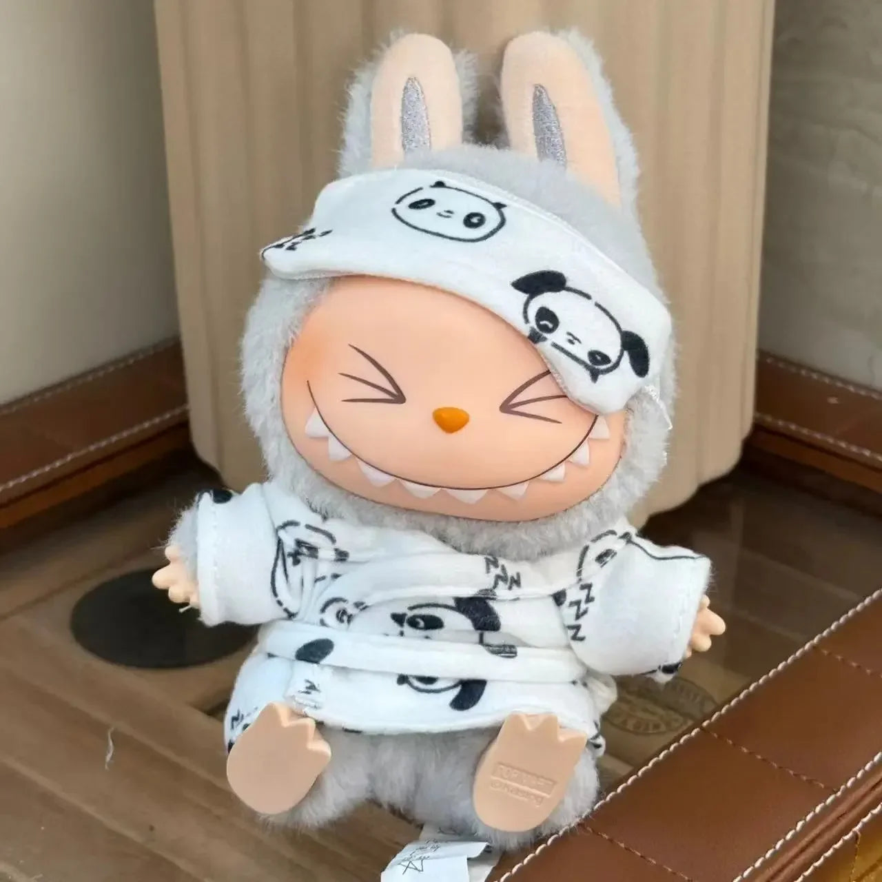 15-17cm Labubu Mini Pajamas Set with Eye Mask β 3-Piece Kawaii V1 V2 Doll Clothes for Plush Dolls & Kids Gifts