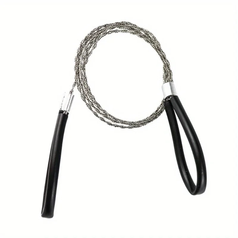 Portable Stainless Steel Wire Saw — Pocket Chain Saw with Finger Handle for Camping, Hiking & Survival