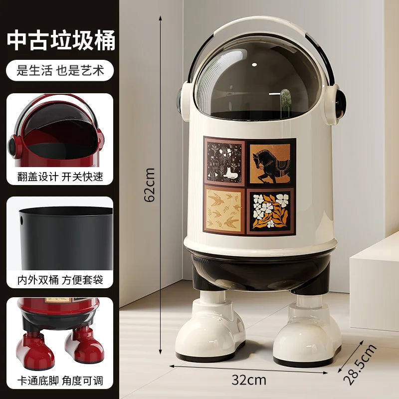 Creative Astronaut Trash Bin - Decorative Household Garbage Storage for Bedroom, Bathroom & Living Room