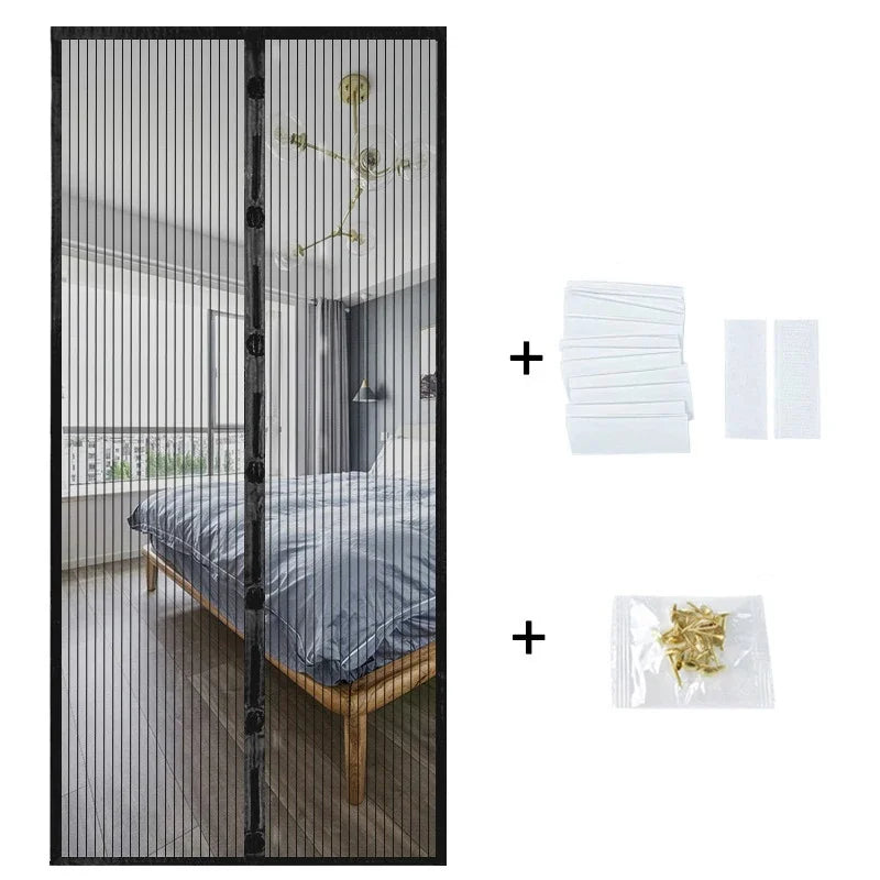 Magnetic Mesh Door Curtain - Automatic Closing Mosquito Net Screen for Ventilation & Dust Protection