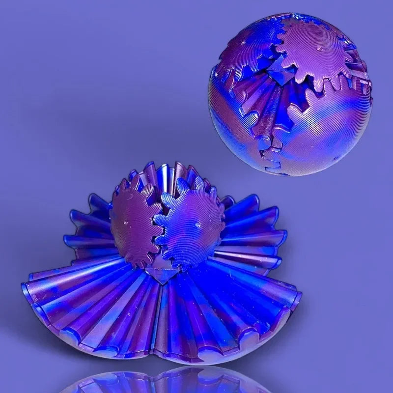 3D Printed Gear Ball Fidget Toy β Spinning Stress Relief Cube for Kids & Adults