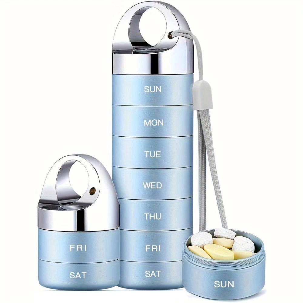 Metal Travel Pill Organizer β Portable Waterproof 7-Day Weekly Medicine Box, Large Aluminum Alloy Container