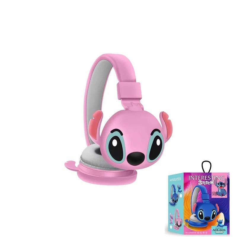 Disney Stitch AH-806 Wireless Bluetooth Headphones – HIFI Stereo Foldable Headset with Mic, Anime Cartoon Kids Birthday Gift